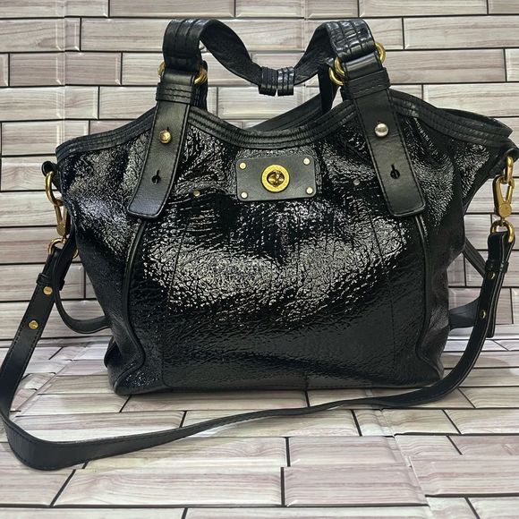 MARC JACOBS BLACK SEQUIN LEATHER HANDBAG VINTAGE - Picture 2 of 15